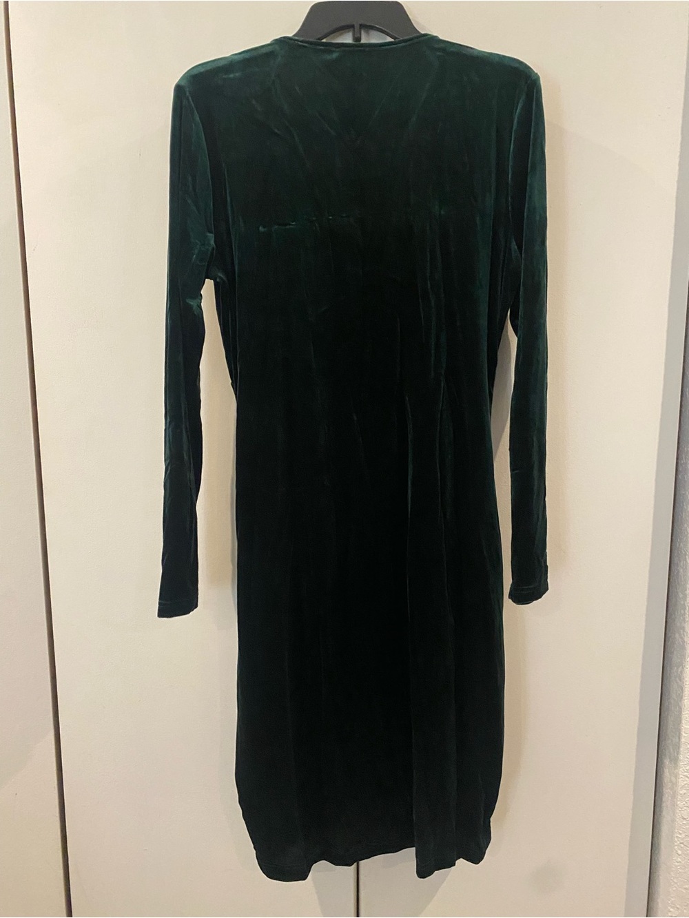 Long Sleeve Ruched Deep Green V-Neck Bodycon Dress π NWOT - Picture 3 of 5